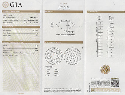 Vintage GIA Certified 1.14ct Diamond Engagement Ring