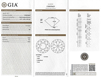 Vintage GIA Certified 1.14ct Diamond Engagement Ring