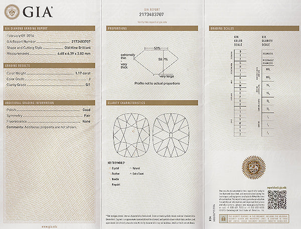 Vintage GIA Certified 1.17ct Diamond Engagement Ring