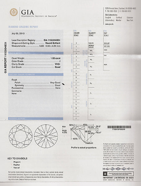 Vintage GIA Certified 1.20ct Diamond Engagement Ring