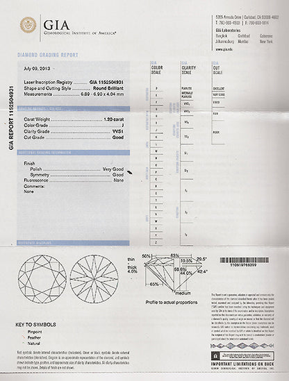 Vintage GIA Certified 1.20ct Diamond Engagement Ring