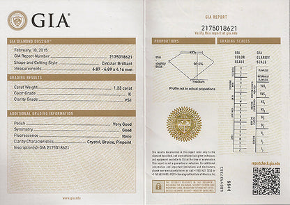 Vintage GIA Certified 1.23ct Diamond Engagement Ring