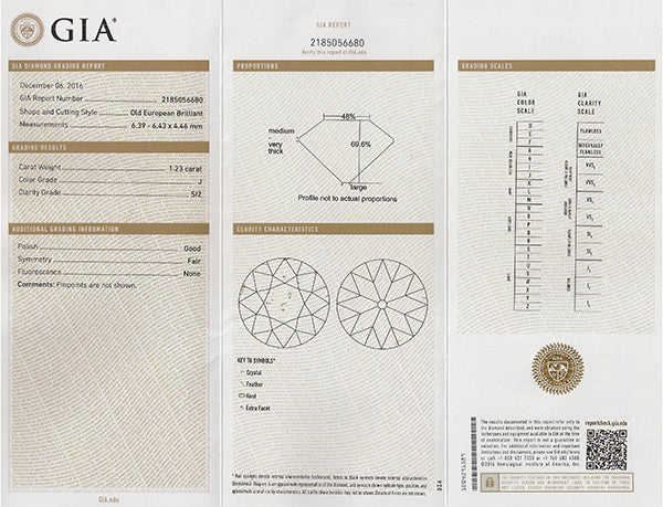 Vintage GIA Certified 1.23ct Diamond Engagement Ring