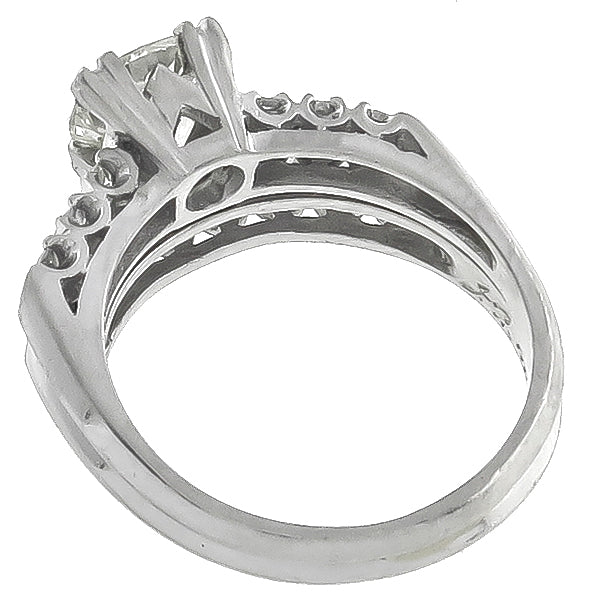 Vintage GIA Certified 1.23ct Diamond Engagement and Wedding Band Set