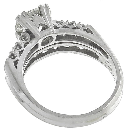 Vintage GIA Certified 1.23ct Diamond Engagement and Wedding Band Set