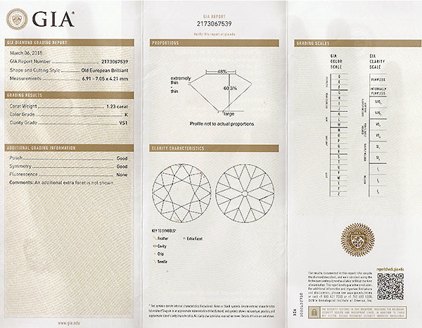 Vintage GIA Certified 1.23ct Diamond Engagement and Wedding Band Set