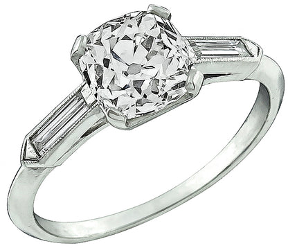 Vintage GIA Certified 1.36ct Diamond Engagement Ring