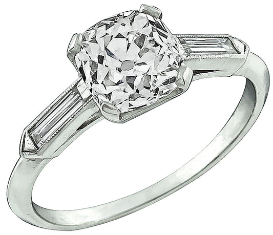 Vintage GIA Certified 1.36ct Diamond Engagement Ring