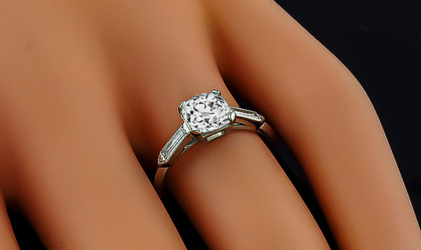 Vintage GIA Certified 1.36ct Diamond Engagement Ring