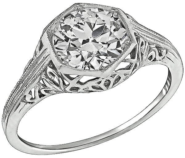 Vintage GIA Certified 1.38ct Diamond Engagement Ring