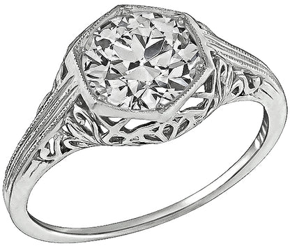 Vintage GIA Certified 1.38ct Diamond Engagement Ring