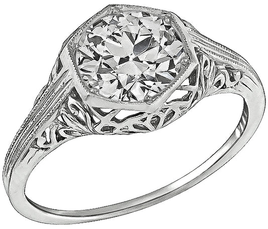 Vintage GIA Certified 1.38ct Diamond Engagement Ring