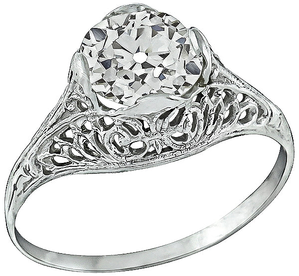 Vintage GIA Certified 1.41ct Diamond Engagement Ring