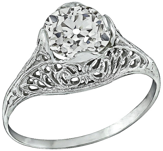 Vintage GIA Certified 1.41ct Diamond Engagement Ring