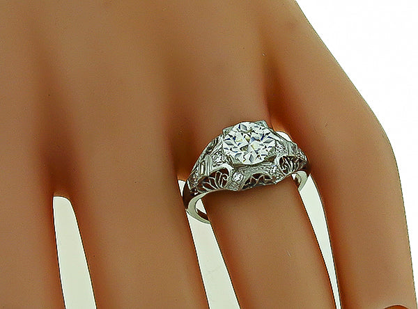 Vintage GIA Certified 1.42ct Diamond Engagement Ring