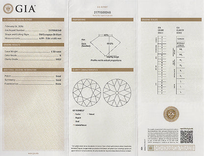 Vintage GIA Certified 1.50ct Diamond Engagement Ring