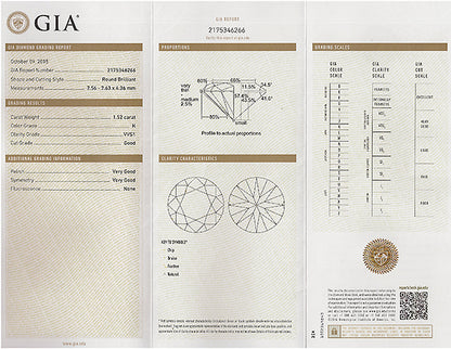 Vintage GIA Certified 1.52ct Diamond Engagement Ring