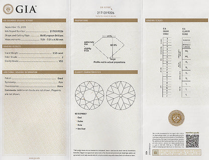 Vintage GIA Certified 1.53ct Diamond Engagement Ring