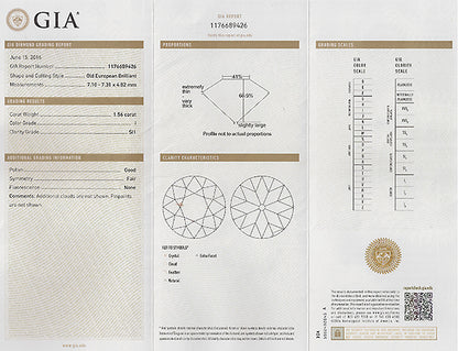 Vintage GIA Certified 1.56ct Diamond Engagement Ring