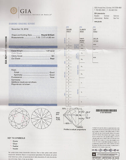 Vintage GIA Certified 1.57ct Diamond Engagement Ring