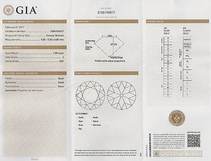 Vintage GIA Certified 1.59ct Diamond Engagement Ring