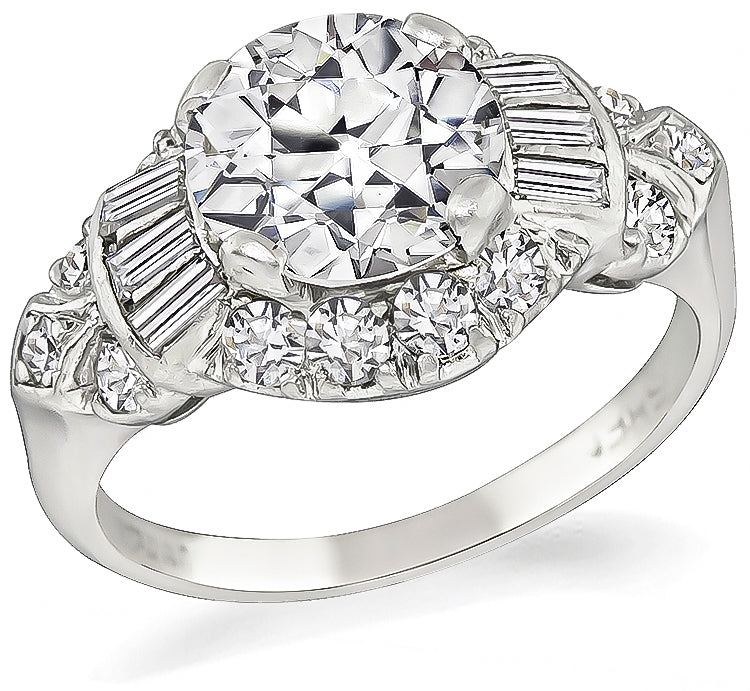 Vintage GIA Certified 1.60ct Diamond Engagement Ring