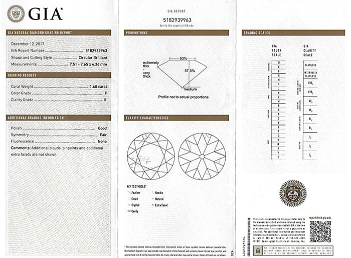 Vintage GIA Certified 1.60ct Diamond Engagement Ring