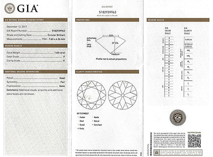 Vintage GIA Certified 1.60ct Diamond Engagement Ring