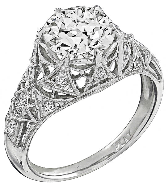 Vintage GIA Certified 1.70ct Diamond Engagement Ring