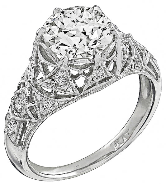 Vintage GIA Certified 1.70ct Diamond Engagement Ring