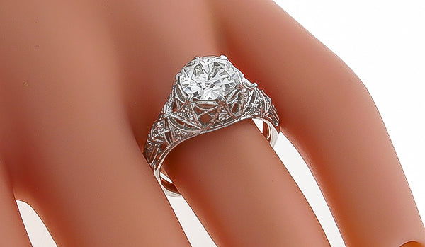 Vintage GIA Certified 1.70ct Diamond Engagement Ring