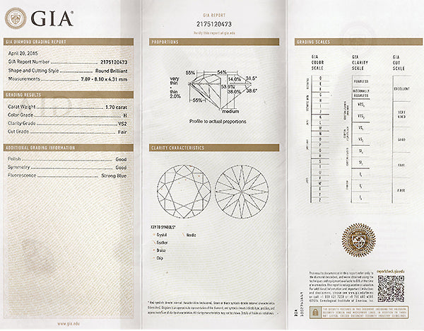 Vintage GIA Certified 1.70ct Diamond Engagement Ring