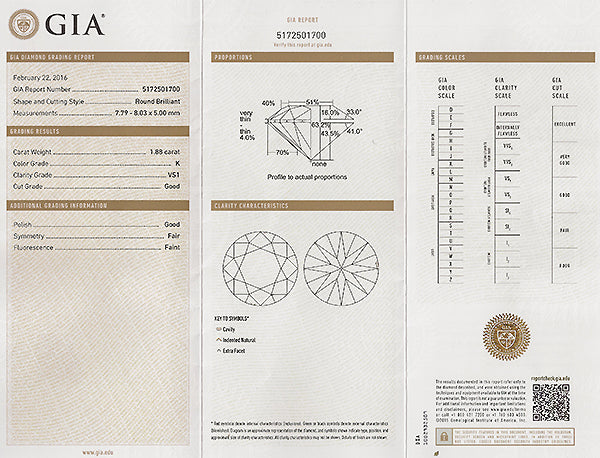 Vintage GIA Certified 1.88ct Diamond Engagement Ring