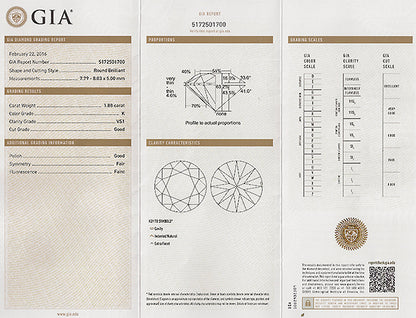 Vintage GIA Certified 1.88ct Diamond Engagement Ring