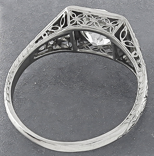 Vintage GIA Certified 2.03ct Diamond Onyx Engagement Ring