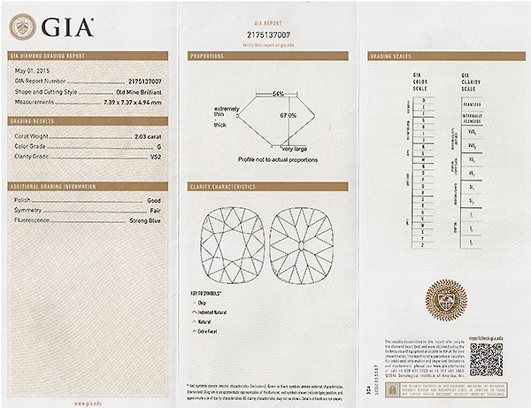 Vintage GIA Certified 2.03ct Diamond Onyx Engagement Ring