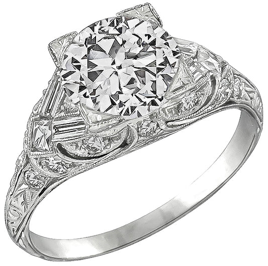 Vintage GIA Certified 2.04ct Diamond Engagement Ring