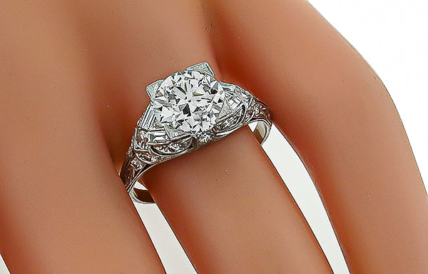Vintage GIA Certified 2.04ct Diamond Engagement Ring