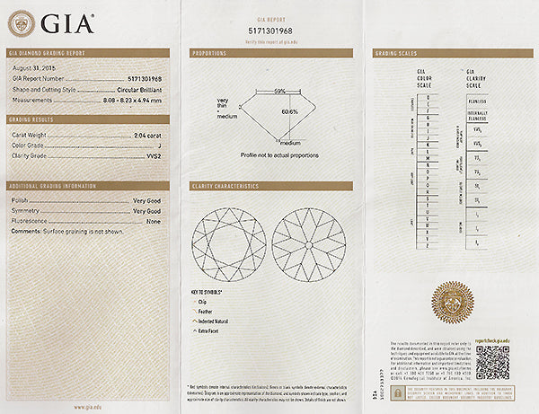 Vintage GIA Certified 2.04ct Diamond Engagement Ring