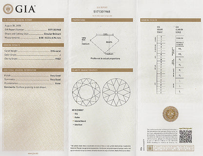 Vintage GIA Certified 2.04ct Diamond Engagement Ring