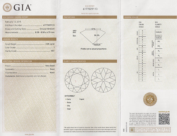 Vintage GIA Certified 2.05ct Diamond Engagement Ring