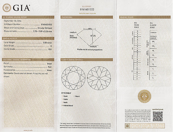 Vintage GIA Certified 2.05ct Diamond Engagement Ring