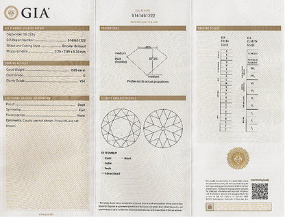 Vintage GIA Certified 2.05ct Diamond Engagement Ring