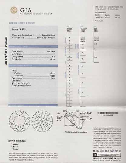 Vintage GIA Certified 2.08ct Diamond Engagement Ring