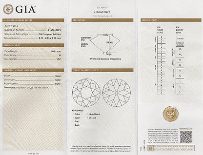 Vintage GIA Certified 2.08ct Diamond Engagement Ring