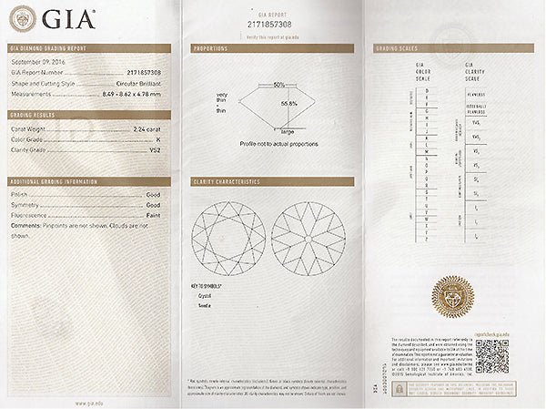 Vintage GIA Certified 2.24ct Diamond Engagement Ring