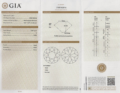 Vintage GIA Certified 2.59ct Diamond Engagement Ring