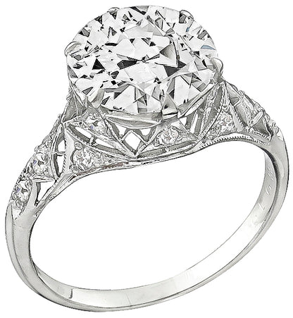 Vintage GIA Certified 3.61ct Diamond Engagement Ring