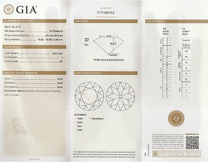 Vintage GIA Certified 3.61ct Diamond Engagement Ring