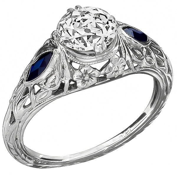 Vintage GIA Certified J VS1 0.77ct Diamond Engagement Ring